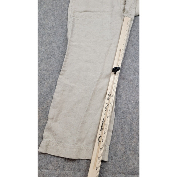 Eddie Bauer Pants Womens 10 Beige Brown Crop 100% Linen Casual Beach Vacation - Picture 12 of 16
